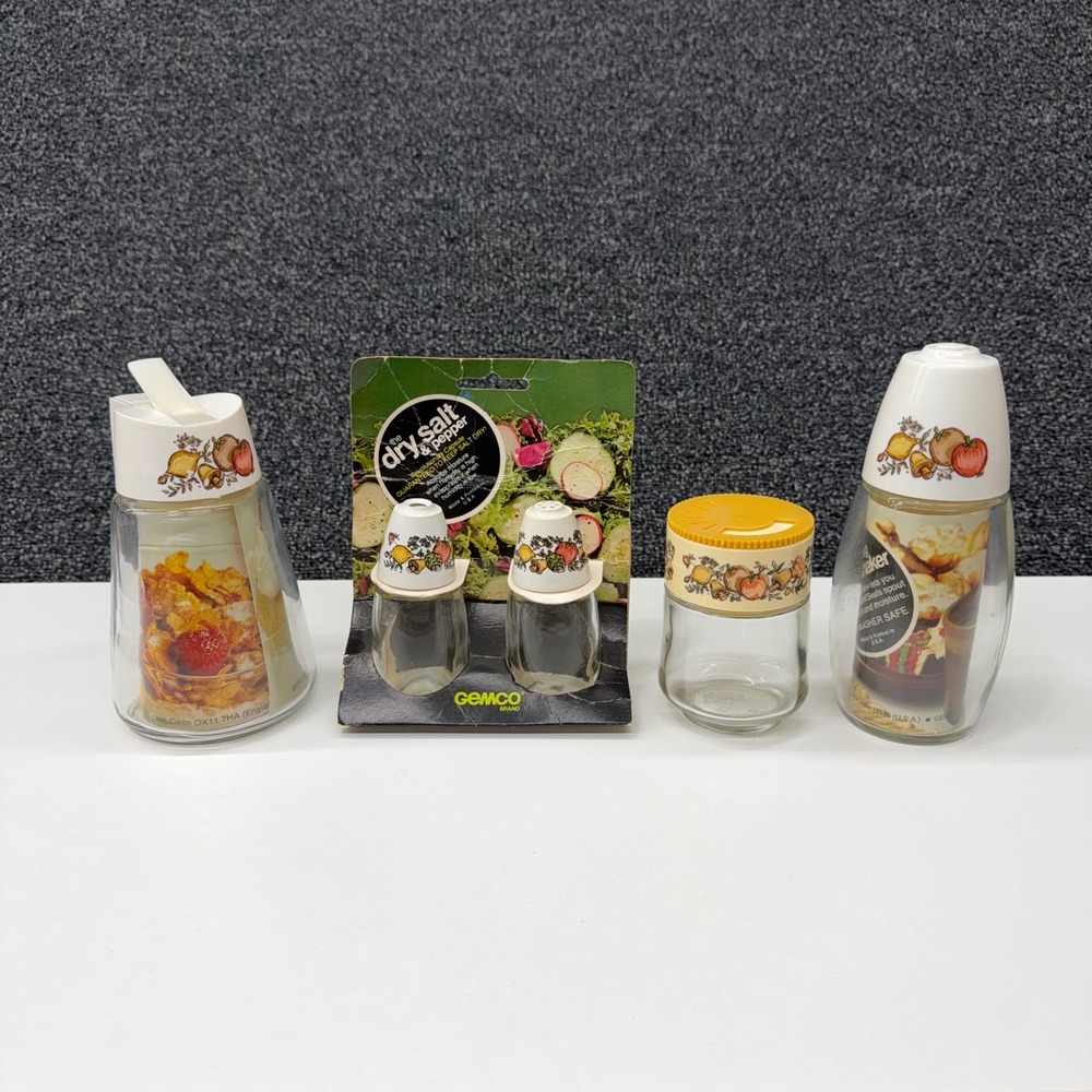Vintage Gemco Spice Garden Kitchen Set Dripless Server Shakers Spice Jar 5pc